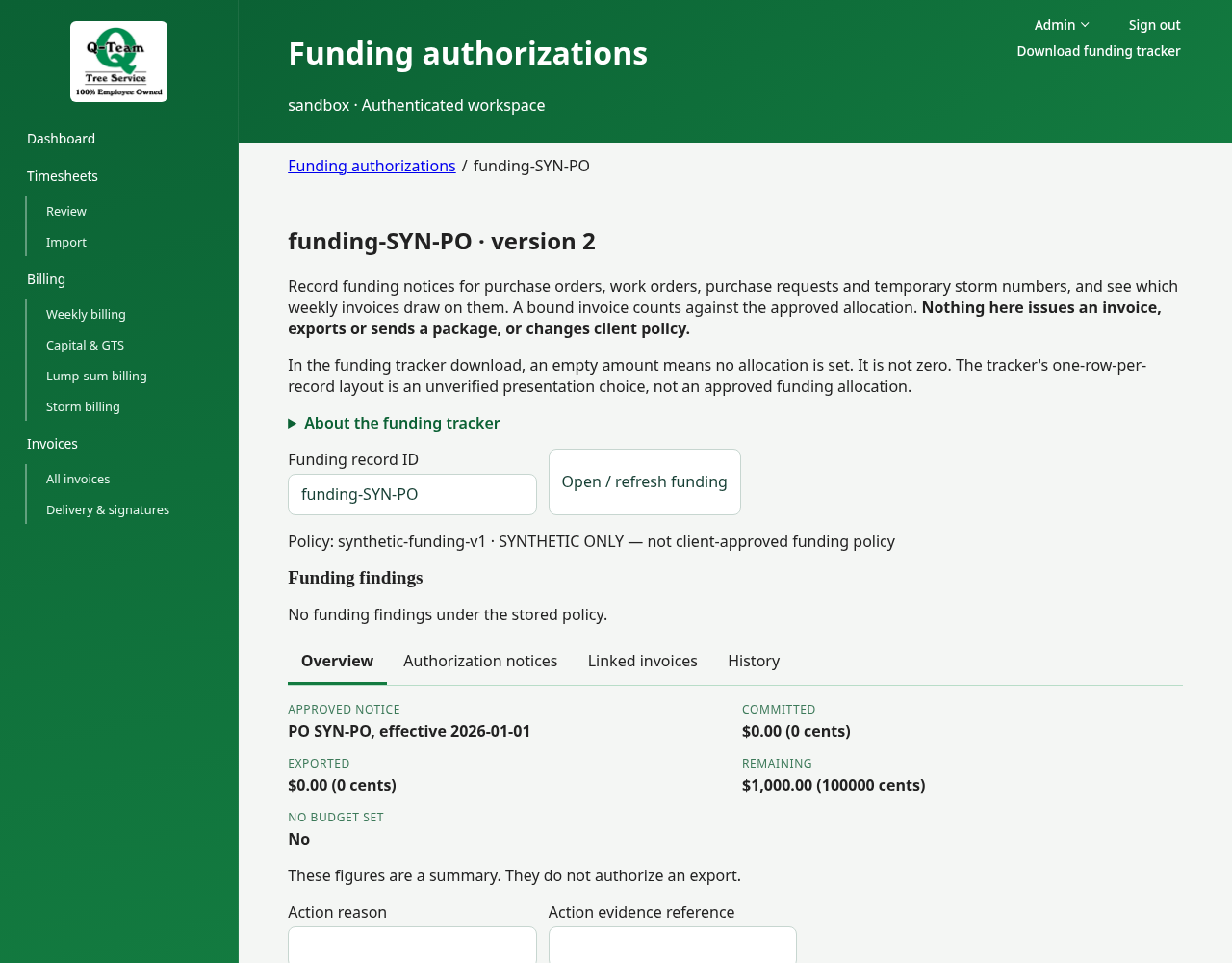 Funding record summary with approval and available amount.
