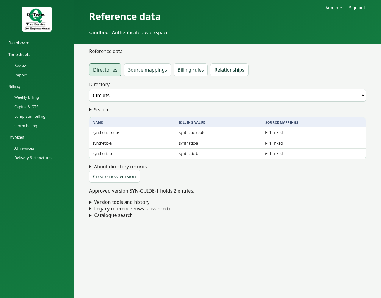 Reference tabs, directory selector and compact directory rows.