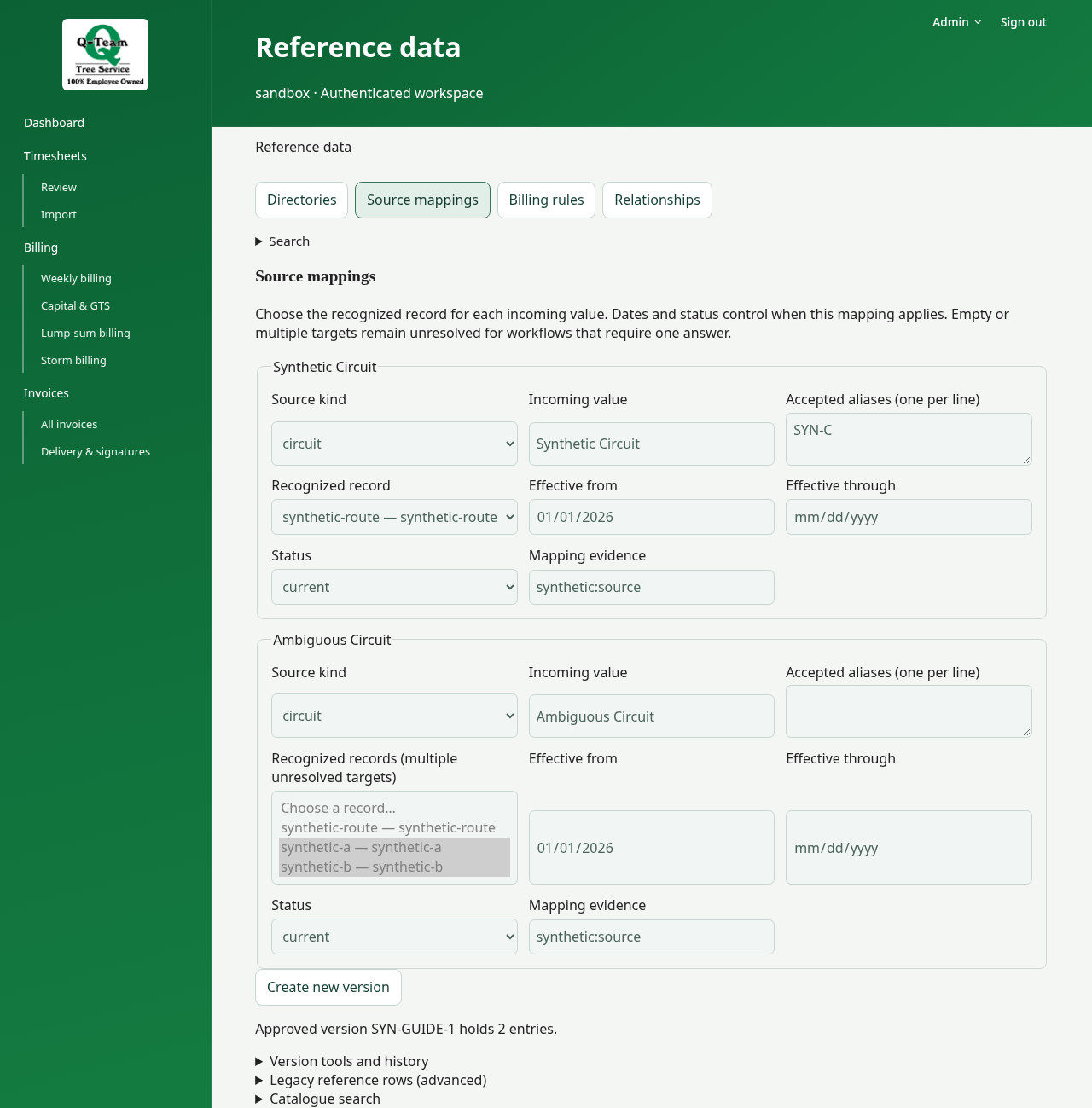 Source labels linked to recognized directory records.